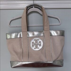 Tory Burch Silver and Cream Women's Tote Bag